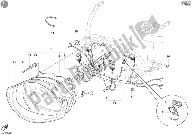 Todas as partes de Farol do Ducati Supersport 800 SS USA 2005